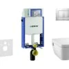 Geberit Kombifix - Inbouwreservoir Voor Hangend Toilet Met SIGMA30 Bedieningsknop, Mat Chroom/chroom + Tece One - Hangend Douche-wc En Wc-bril, Rimless, SoftClose 110.302.00.5 NT7