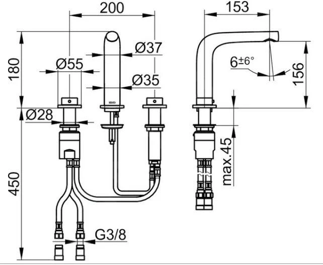 Keuco Edition 400 - Wastafelkraan, 3-gats, Zwart Chroom 51515130100 2 Keuco Edition 400 - Wastafelkraan, 3-gats, Zwart Chroom 51515130100 - Afbeelding 2