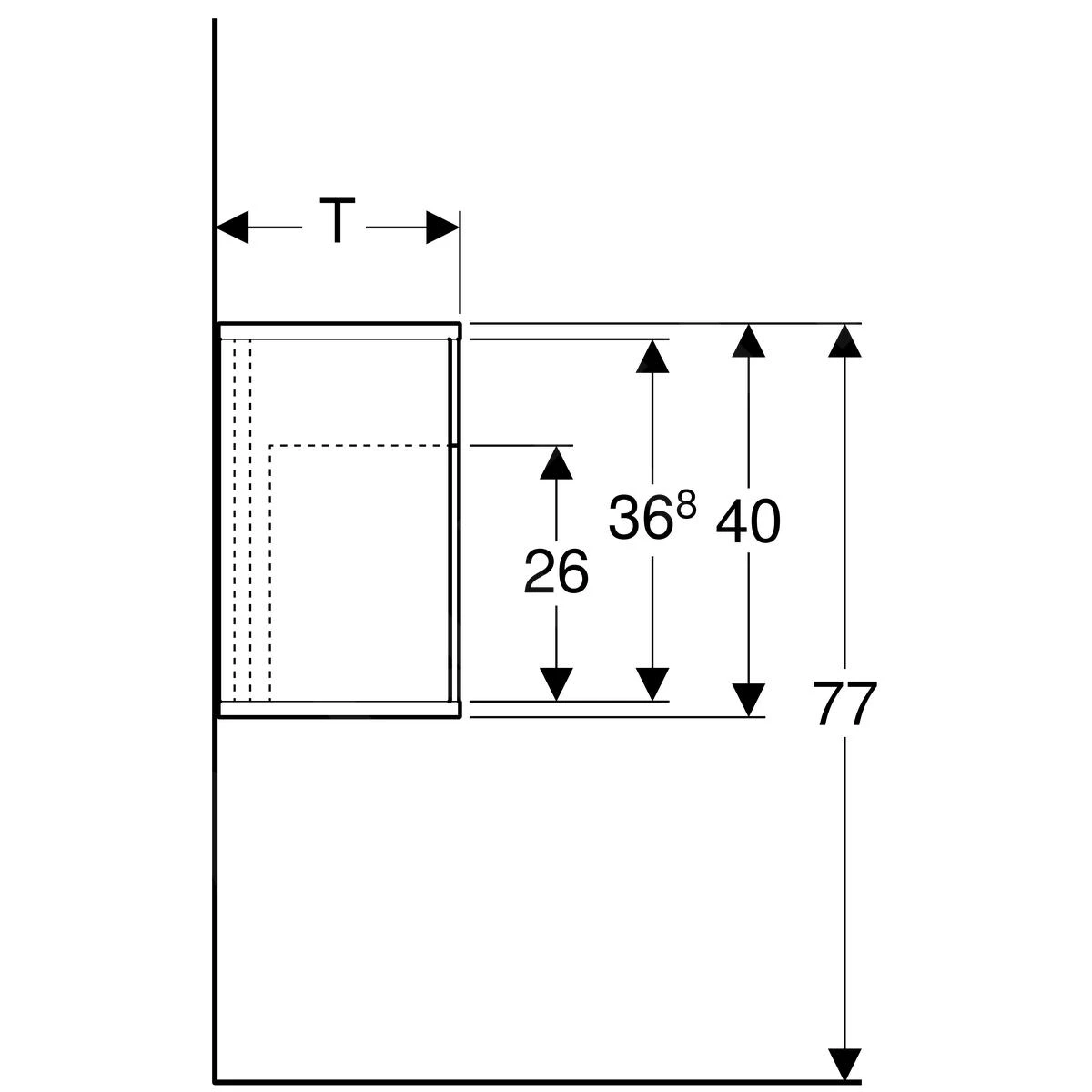 Geberit ICon Xs - Zijelement Met Opbergvak, 370x400x245 Mm, Platina Hoogglans 840139000 2 Geberit ICon Xs - Zijelement Met Opbergvak, 370x400x245 Mm, Platina Hoogglans 840139000 - Afbeelding 2
