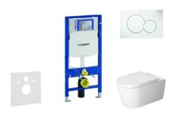 Geberit Duofix - Toiletset Met Sigma01 Bedieningsplaat, Alpine Wit + Duravit ME By Starck Hangend Toilet En Wc Bril, Rimless, SoftClose 111.300.00.5 NM1
