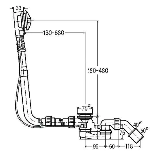 Bette Toebehoren - Bad Af- En Overloopgarnituur, Met Bowdenkabel, Lengte 1070 Mm, Chroom B603-901 2 Bette Toebehoren - Bad Af- En Overloopgarnituur, Met Bowdenkabel, Lengte 1070 Mm, Chroom B603-901 - Afbeelding 2