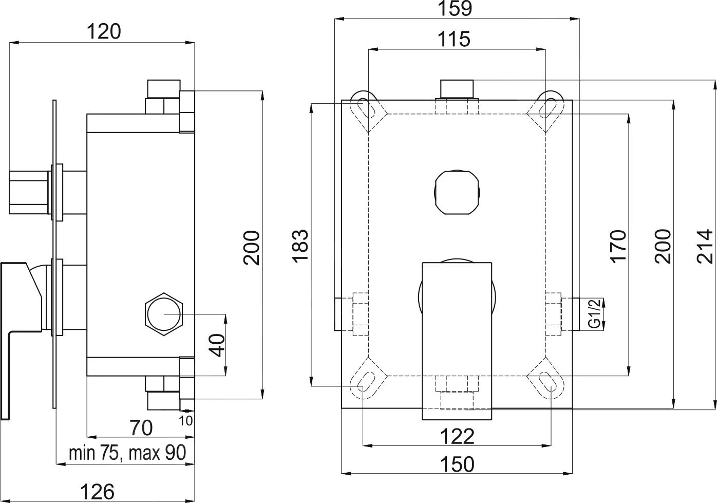 Novaservis Nobless Edge - Inbouwkraan Voor 2 Functies Met Binnenwerk, Chroom BOX36051R,0 2 Novaservis Nobless Edge - Inbouwkraan Voor 2 Functies Met Binnenwerk, Chroom BOX36051R,0 - Afbeelding 2