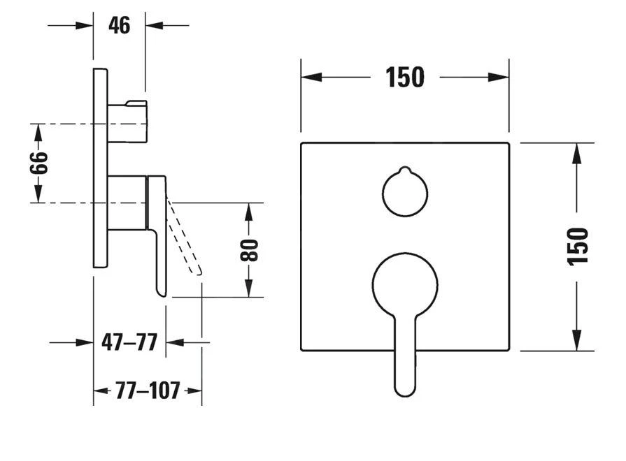Duravit C.1 - Inbouw Douchemengkraan, Voor 2 Functies, Chroom C14210011010 2 Duravit C.1 - Inbouw Douchemengkraan, Voor 2 Functies, Chroom C14210011010 - Afbeelding 2