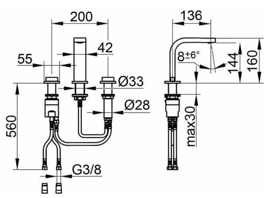 Keuco Edition 11 - Wastafelkraan, 3-gats, Zwart Chroom Geborsteld 51115130100 2 Keuco Edition 11 - Wastafelkraan, 3-gats, Zwart Chroom Geborsteld 51115130100 - Afbeelding 2
