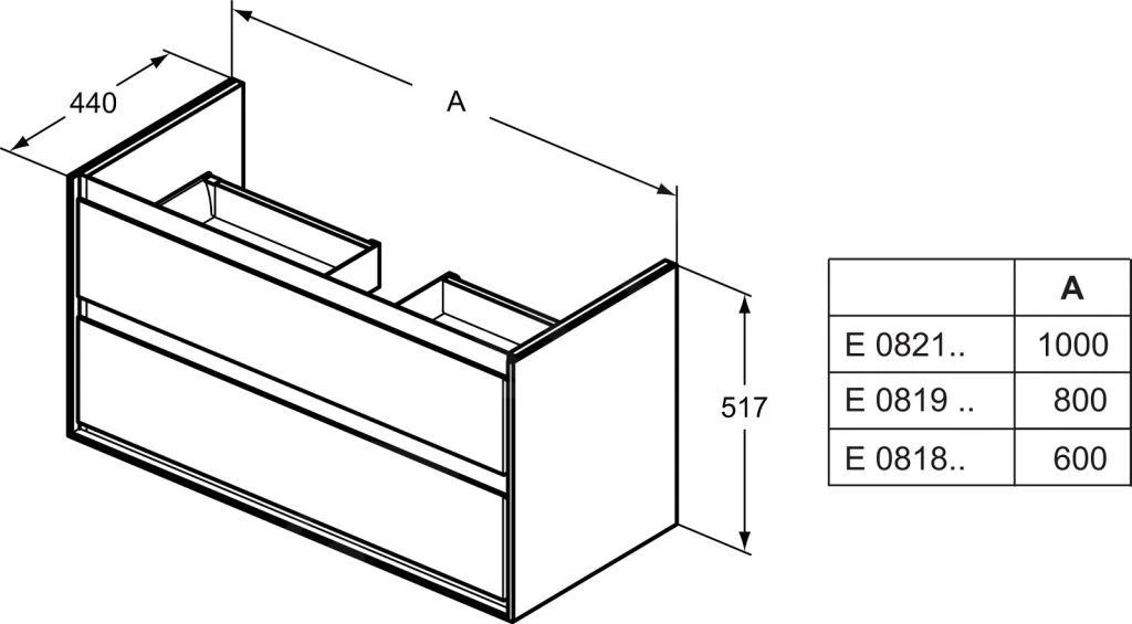 Ideal Standard Connect Air - Wastafelonderkast 800x440x517 Mm, Bruin Mat/wit Mat E0827VY 2 Ideal Standard Connect Air - Wastafelonderkast 800x440x517 Mm, Bruin Mat/wit Mat E0827VY - Afbeelding 2