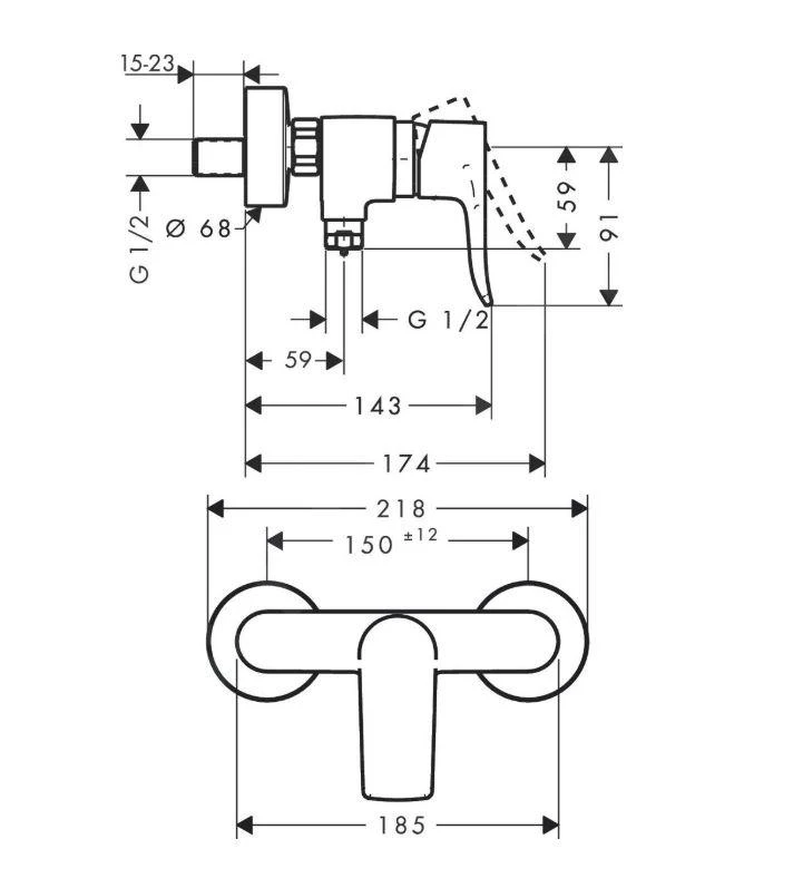Hansgrohe Metris New - Douchekraan, Chroom 31680000 2 Hansgrohe Metris New - Douchekraan, Chroom 31680000 - Afbeelding 2