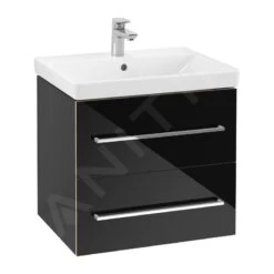 Villeroy & Boch Avento - Wastafelkast, 580x514x452 Mm, 2 Laden, Crystal Black A88900B3