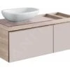 Geberit Citterio - Wastafelonderkast 560 Mm Voor Waskom, Met Bijzetplank, Glanzend Grijsbruin/eik Beige 500.564.JI.1
