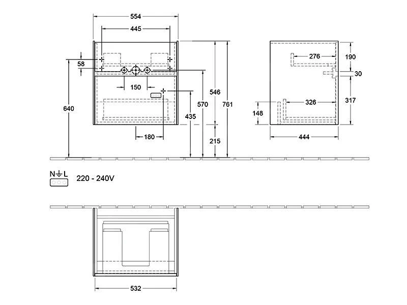 Villeroy & Boch Collaro - Wastafelkast, 554x546x444 Mm, 2 Laden, Mat Zwart C00800PD 2 Villeroy & Boch Collaro - Wastafelkast, 554x546x444 Mm, 2 Laden, Mat Zwart C00800PD - Afbeelding 2