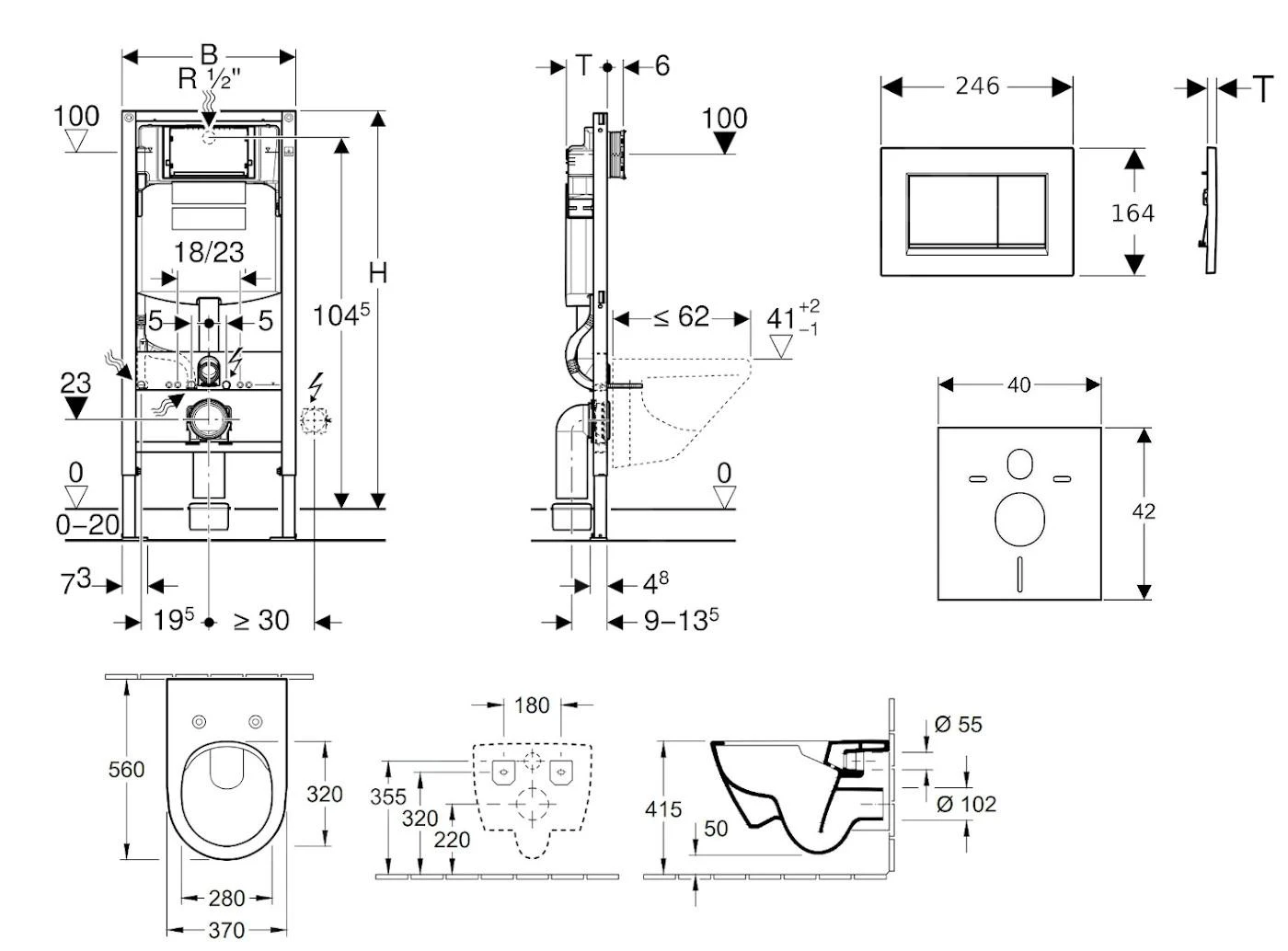 Geberit Duofix - Toiletset Met Sigma30 Bedieningsplaat, Mat Chroom/chroom + Villeroy Boch Hangend Toilet En Wc Bril, DirectFlush, SoftClose, CeramicPlus 111.300.00.5 NI7 2 Geberit Duofix - Toiletset Met Sigma30 Bedieningsplaat, Mat Chroom/chroom + Villeroy Boch Hangend Toilet En Wc Bril, DirectFlush, SoftClose, CeramicPlus 111.300.00.5 NI7 - Afbeelding 2