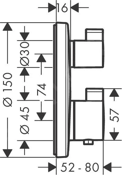 Hansgrohe Ecostat S - Afdekset Voor Thermostaat Voor 2 Functies, Mat Wit 15758700 2 Hansgrohe Ecostat S - Afdekset Voor Thermostaat Voor 2 Functies, Mat Wit 15758700 - Afbeelding 2