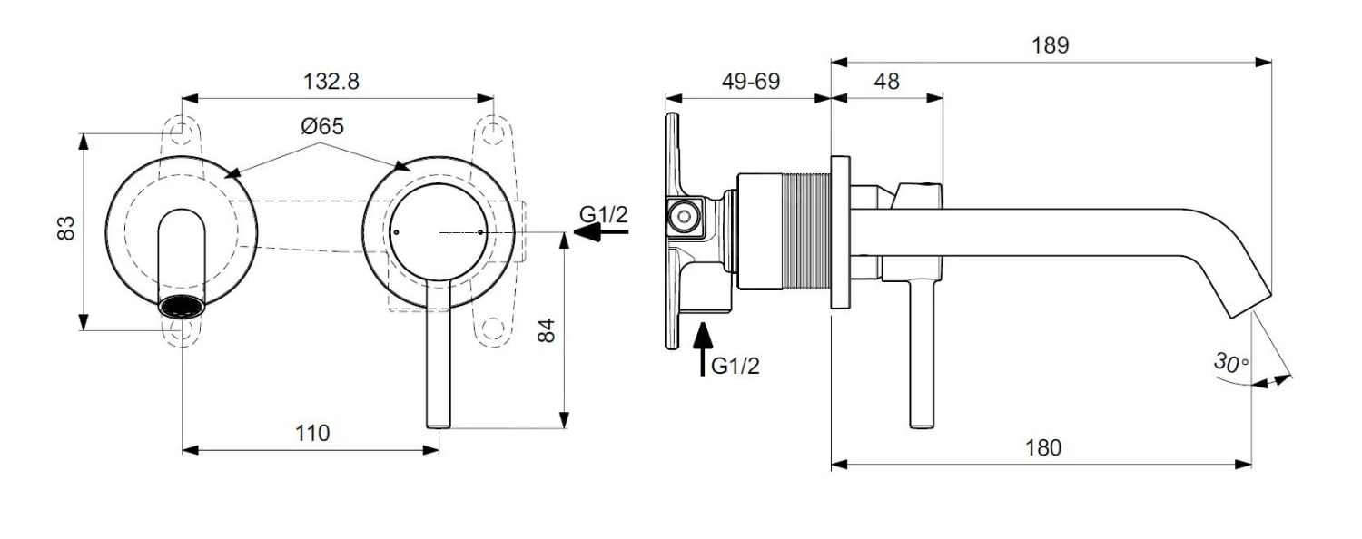 Ideal Standard CeraLine - Inbouw Wastafelkraan, 2-gats, Chroom A6938AA 2 Ideal Standard CeraLine - Inbouw Wastafelkraan, 2-gats, Chroom A6938AA - Afbeelding 2