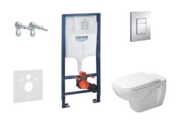 Grohe Rapid SL - Complete Toiletset, Wand-wc + D-Code Toiletzitting, Rimless, SoftClose, + Bedieningsplaat Skate Cosmo, Chroom 38528SET-KK