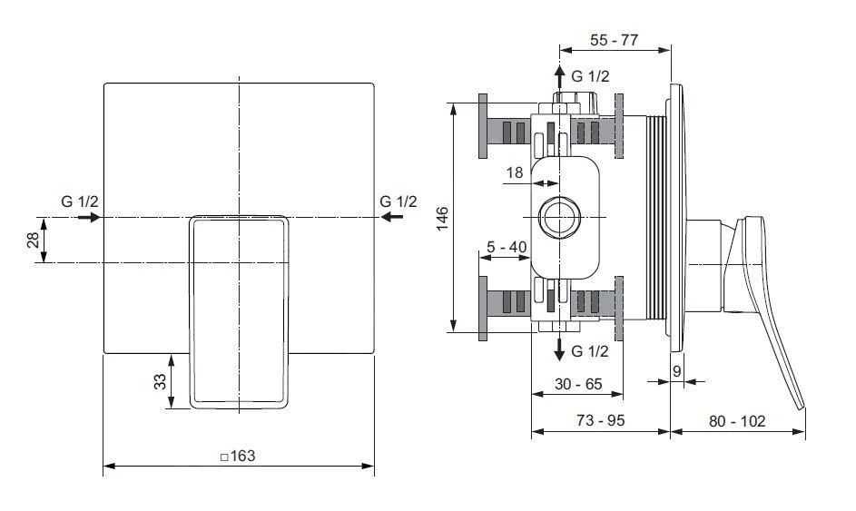 Ideal Standard Conca Tap - Inbouw Douchekraan, Chroom A7373AA 2 Ideal Standard Conca Tap - Inbouw Douchekraan, Chroom A7373AA - Afbeelding 2