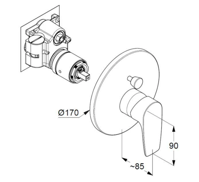 Kludi Pure&Solid - Inbouwkraan Voor 2 Functies, Chroom 346570575 2 Kludi Pure&Solid - Inbouwkraan Voor 2 Functies, Chroom 346570575 - Afbeelding 2