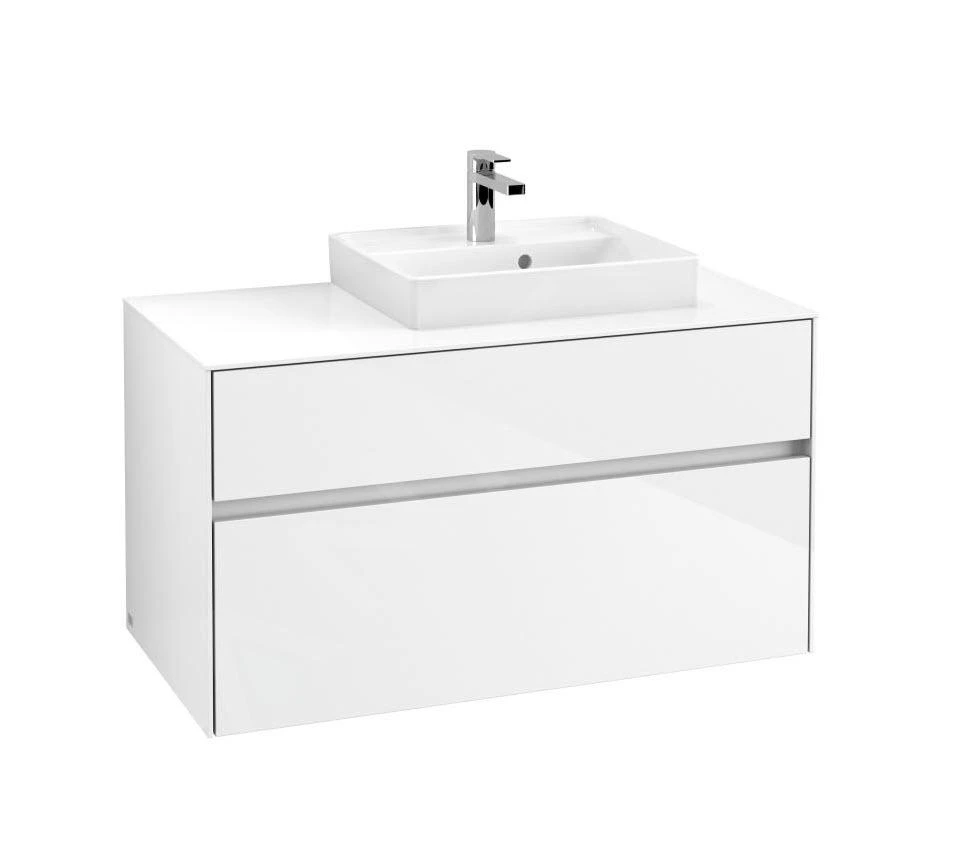 Villeroy & Boch Collaro - Wastafelonderkast, 1000x548x500 Mm, 2 Laden, Glossy White C01500DH 1 Villeroy & Boch Collaro - Wastafelonderkast, 1000x548x500 Mm, 2 Laden, Glossy White C01500DH
