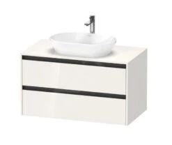Duravit Ketho.2 - Wastafelonderkast Met Uitsparing 568x1000x550 Mm, 2 Laden, Glanzend Wit K24896022220000