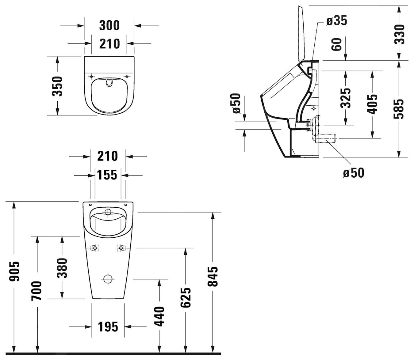 Duravit ME By Starck - Urinoir Uitvoering Voor Deksel, Verdekte Toevoer, Rimless, Met WonderGliss, Wit/mat Wit 28123026001 2 Duravit ME By Starck - Urinoir Uitvoering Voor Deksel, Verdekte Toevoer, Rimless, Met WonderGliss, Wit/mat Wit 28123026001 - Afbeelding 2