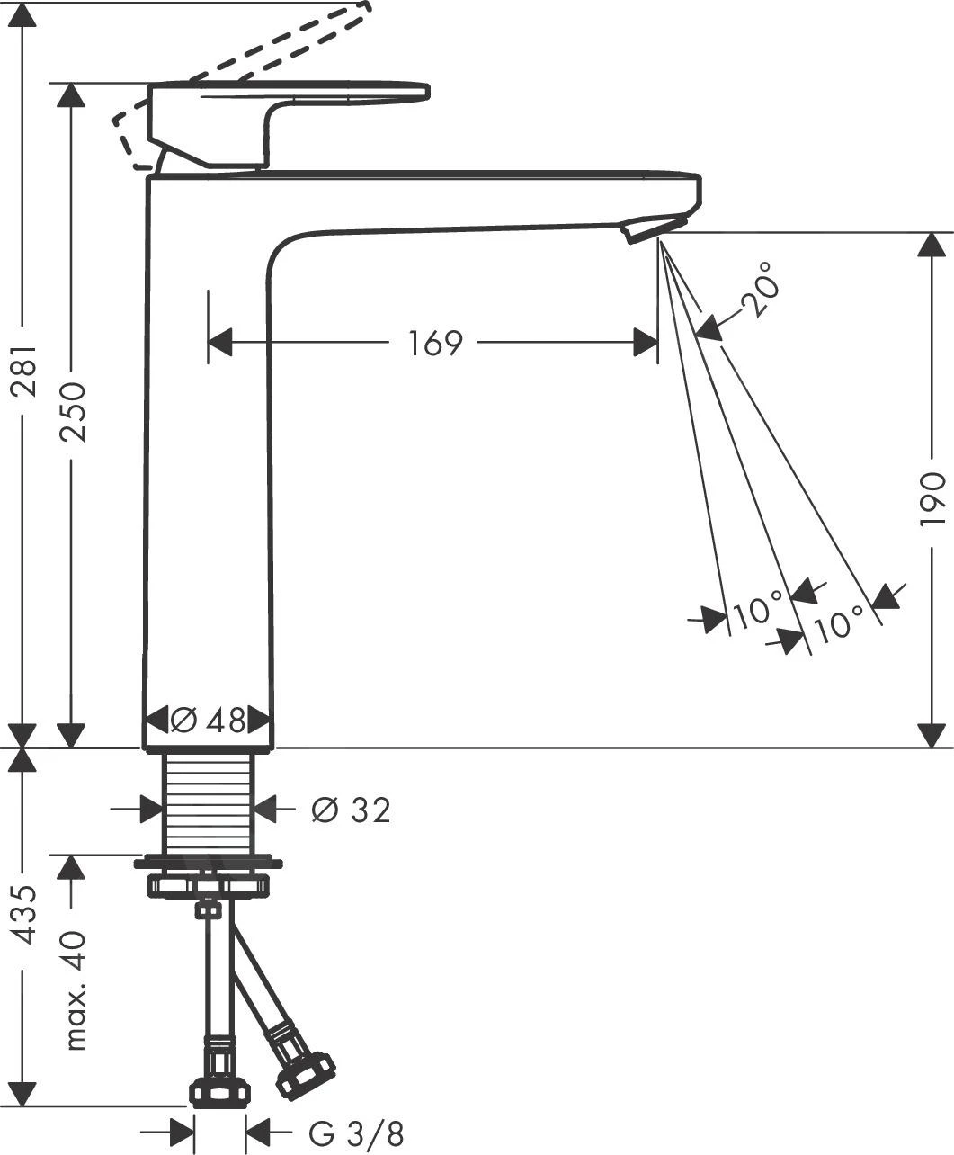 Hansgrohe Vernis Blend - Wastafelkraan, EcoSmart, Mat Zwart 71582670 2 Hansgrohe Vernis Blend - Wastafelkraan, EcoSmart, Mat Zwart 71582670 - Afbeelding 2