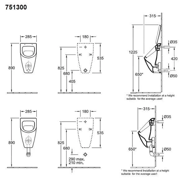 Villeroy & Boch Subway - Afzuigurinoir, Zonder Deksel, CeramicPlus, Stone White 751300RW 2 Villeroy & Boch Subway - Afzuigurinoir, Zonder Deksel, CeramicPlus, Stone White 751300RW - Afbeelding 2