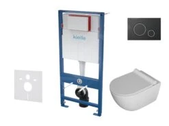 Kielle Genesis - Set Voorwandinstallatie, Toilet Gaia, Toiletbril Softclose En Bedieningspaneel Gemini II, Mat Zwart / Chroom 30505SS08