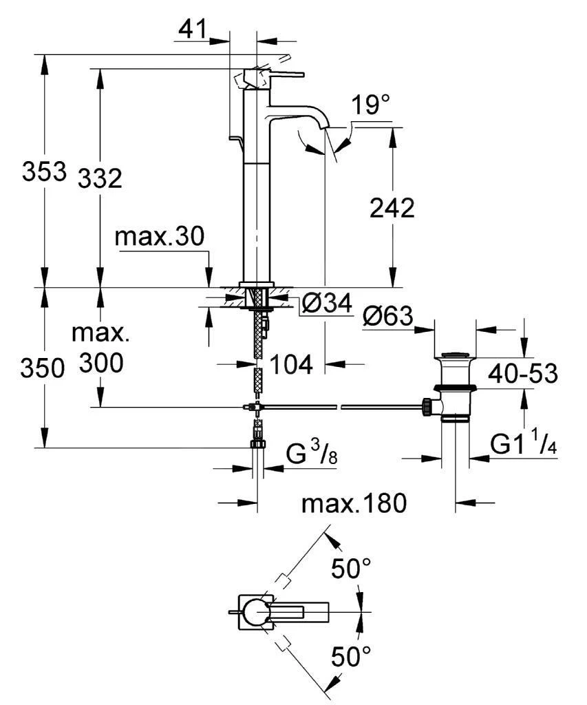 Grohe Allure - Eengreeps Wastafelkraan, Chroom 32760000 2 Grohe Allure - Eengreeps Wastafelkraan, Chroom 32760000 - Afbeelding 2