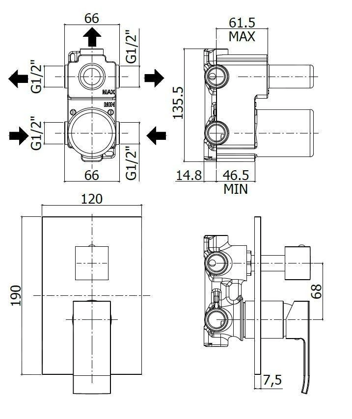 Paffoni Elle - Inbouw Douchekraan Met Omstelkraan, 3 Functies, Chroom EL019CR 2 Paffoni Elle - Inbouw Douchekraan Met Omstelkraan, 3 Functies, Chroom EL019CR - Afbeelding 2