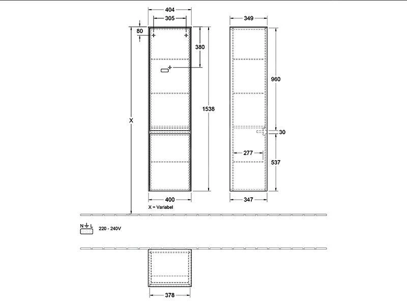 Villeroy & Boch Collaro - Hoge Badkamerkast, 404x1538x349 Mm, 2 Deuren, Scharnieren Rechts, Glossy White C03301DH 2 Villeroy & Boch Collaro - Hoge Badkamerkast, 404x1538x349 Mm, 2 Deuren, Scharnieren Rechts, Glossy White C03301DH - Afbeelding 2