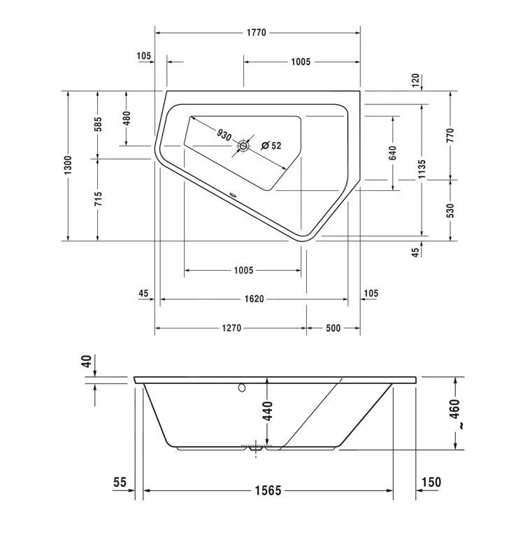 Duravit Paiova 5 - Asymmetrisch Bad, 1770x1300 Mm, Rechts, Wit 700391000000000 2 Duravit Paiova 5 - Asymmetrisch Bad, 1770x1300 Mm, Rechts, Wit 700391000000000 - Afbeelding 2
