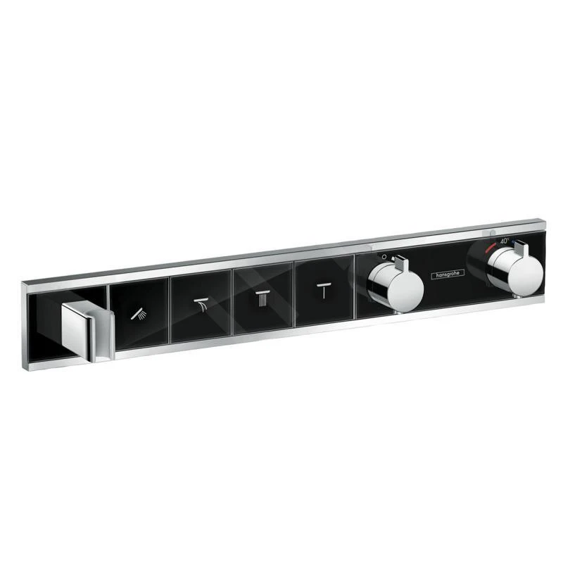 Hansgrohe RainSelect - Afbouwdeel Voor Thermostatische Douchekraan Voor 4 Functies, Zwart/chroom 15357600 1 Hansgrohe RainSelect - Afbouwdeel Voor Thermostatische Douchekraan Voor 4 Functies, Zwart/chroom 15357600