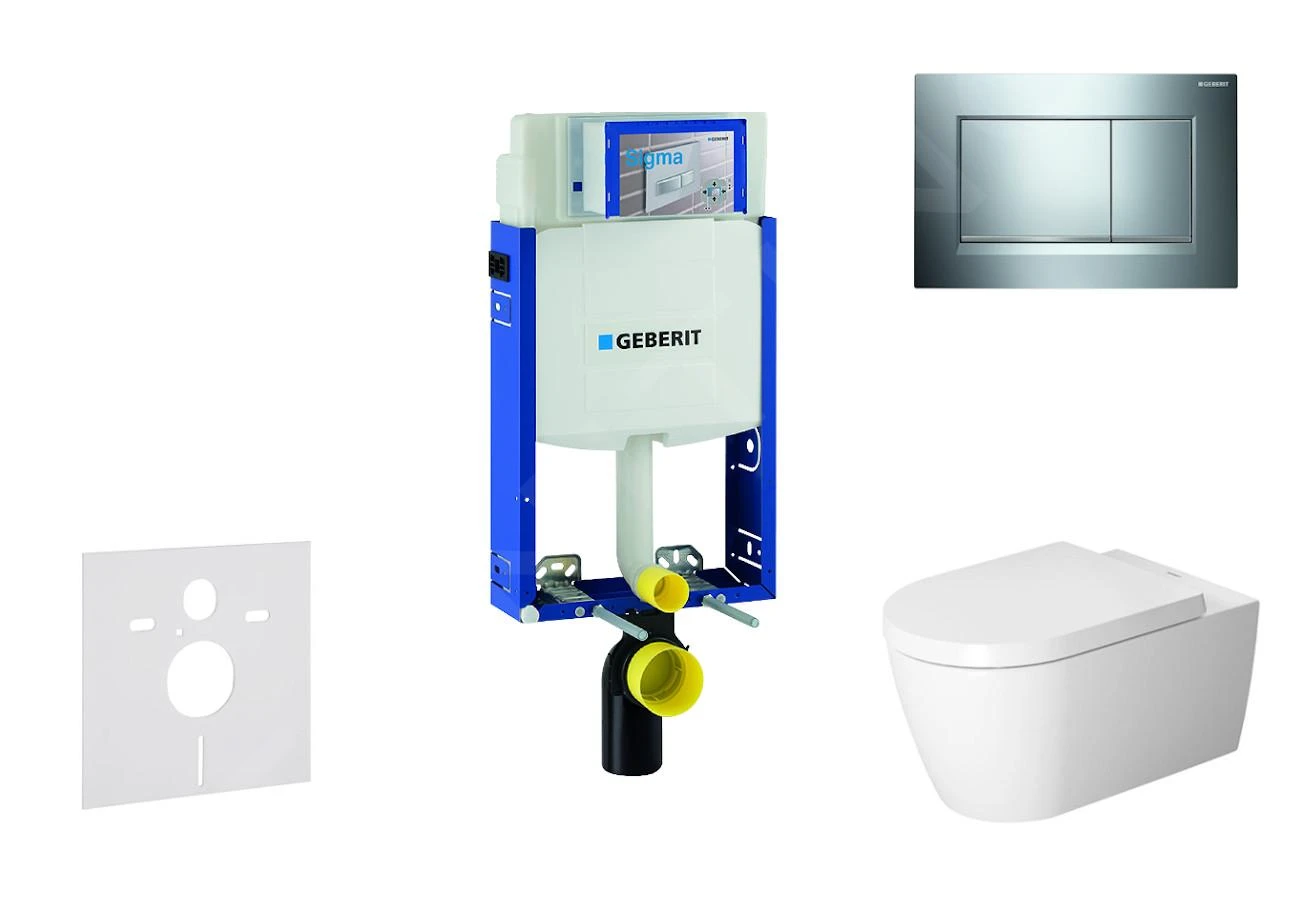 Geberit Kombifix - Toiletset Met Sigma30 Bedieningsplaat, Glanzend Chroom/mat Chroom + Duravit ME By Starck Hangend Toilet En Wc Bril, Rimless, SoftClose 110.302.00.5 NM6 1 Geberit Kombifix - Toiletset Met Sigma30 Bedieningsplaat, Glanzend Chroom/mat Chroom + Duravit ME By Starck Hangend Toilet En Wc Bril, Rimless, SoftClose 110.302.00.5 NM6