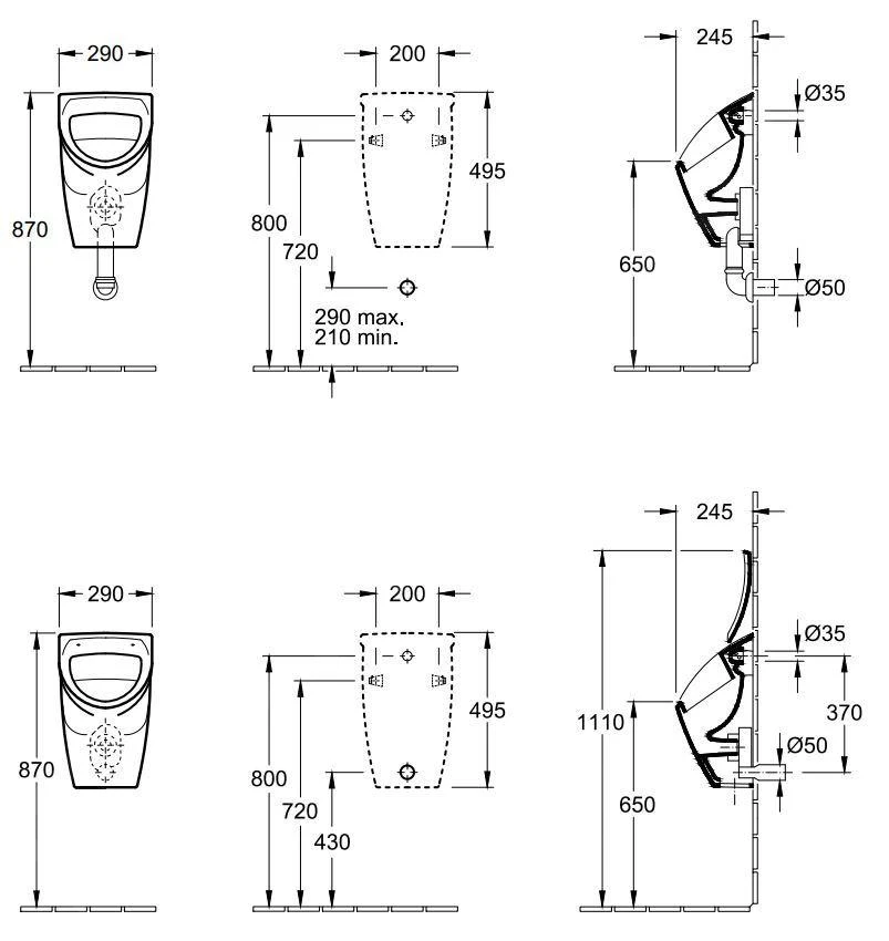 Villeroy & Boch O.novo - Compact Urinoir Voor Deksel, Achterzijde, Alpine Wit 75570101 2 Villeroy & Boch O.novo - Compact Urinoir Voor Deksel, Achterzijde, Alpine Wit 75570101 - Afbeelding 2