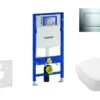 Geberit Duofix - Toiletset Met Sigma30 Bedieningsplaat, Glanzend Chroom/mat Chroom + Villeroy Boch Hangend Toilet En Wc Bril, DirectFlush, SoftClose, CeramicPlus 111.300.00.5 NI6