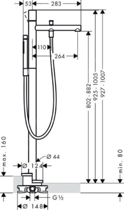Axor Uno - Vrijstaande Badkraan Met Accessoires, Chroom 45416000 -Badkamer Luxe bf089c2c4fded24c066eff02