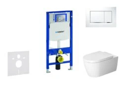 Geberit Duofix - Toiletset Met Sigma30 Bedieningsplaat, Wit/glanzend Chroom + Duravit ME By Starck Hangend Toilet En Wc Bril, Rimless, SoftClose 111.300.00.5 NM5