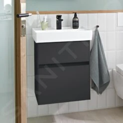 Villeroy & Boch Collaro - Wastafelkast, 460x546x374 Mm, 2 Laden, Mat Zwart C00600PD -Badkamer Luxe bf60508c0ebebc1b9efde872