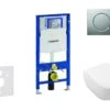 Geberit Duofix - Toiletset Met Sigma01 Bedieningsplaat, Mat Chroom + Villeroy Boch Hangend Toilet En Wc Bril, DirectFlush, SoftClose, CeramicPlus 111.300.00.5 NI3