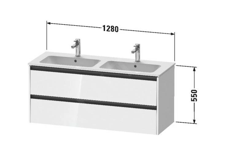 Duravit Ketho.2 - Wastafelkast 550x1280x480 Mm, 2 Laden, Mat Wit K25266018180000 2 Duravit Ketho.2 - Wastafelkast 550x1280x480 Mm, 2 Laden, Mat Wit K25266018180000 - Afbeelding 2