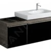 Geberit Citterio - Wastafelonderkast 750 Mm, Met Bijzetplank, Glanzend Zwart/eik Grijsbruin 500.563.JJ.1