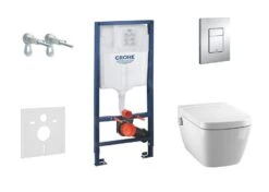 Grohe Rapid SL - Complete Toiletset Douche WC + Tece Wc Zitting, Skate Cosmo Bedieningsplaat, Rimless, SoftClose, Chroom 38528SET-KT