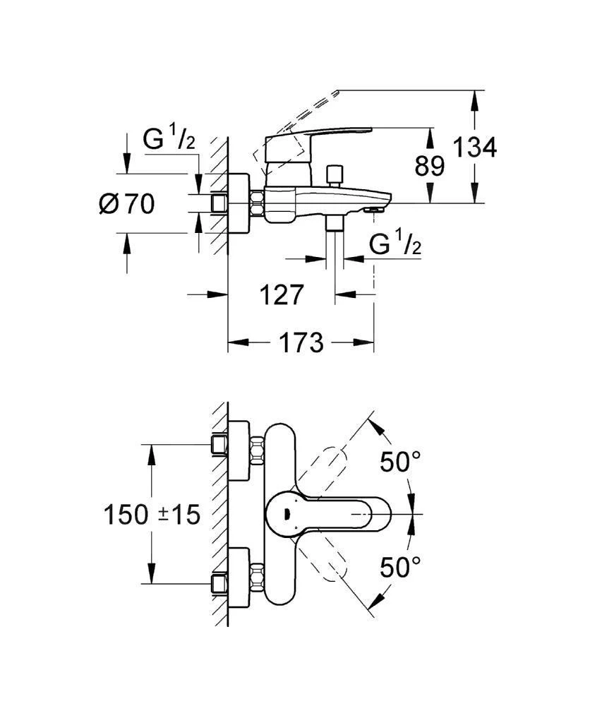 Grohe Eurostyle Cosmopolitan - Badmengkraan Opbouw, Chroom 33591002 2 Grohe Eurostyle Cosmopolitan - Badmengkraan Opbouw, Chroom 33591002 - Afbeelding 2