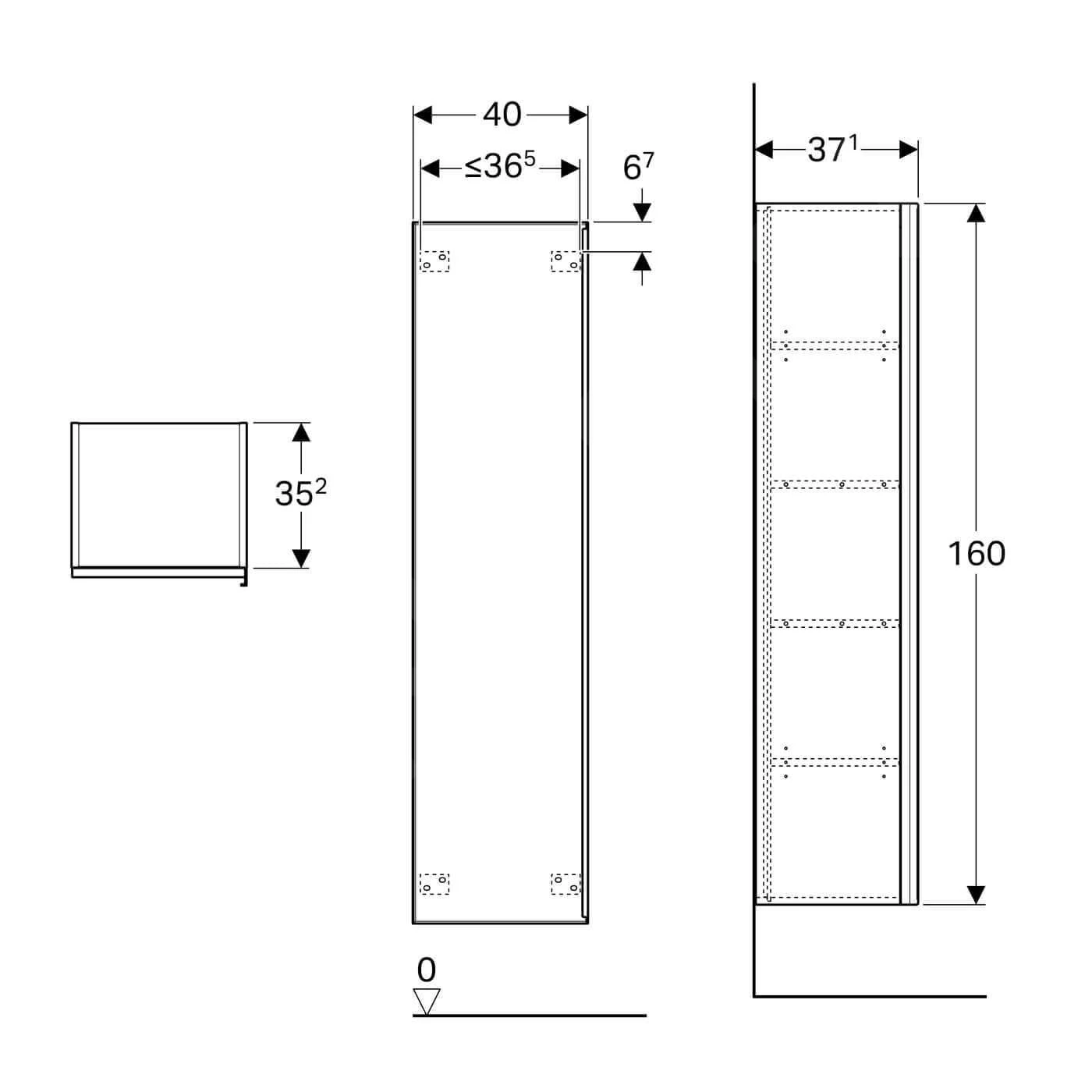 Geberit Citterio - Hoge Badkamerkast 1600x400 Mm, Glanzend Grijsbruin/eik Beige 500.554.JI.1 2 Geberit Citterio - Hoge Badkamerkast 1600x400 Mm, Glanzend Grijsbruin/eik Beige 500.554.JI.1 - Afbeelding 2