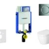 Geberit Kombifix - Toiletset Met Sigma01 Bedieningsplaat, Glanzend Chroom + Duravit ME By Starck Hangend Toilet En Wc Bril, Rimless, SoftClose 110.302.00.5 NM2
