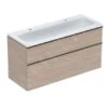 Geberit ICon - Wastafelkast Met Dubbele Wastafel, 118x48x63 Cm, 2 Laden, Eiken 502.338.JH.1
