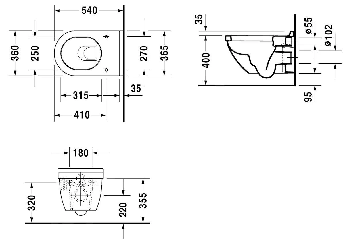 Duravit Starck 3 - Wandcloset, Met HygieneGlaze, Alpine Wit 2225092000 2 Duravit Starck 3 - Wandcloset, Met HygieneGlaze, Alpine Wit 2225092000 - Afbeelding 2