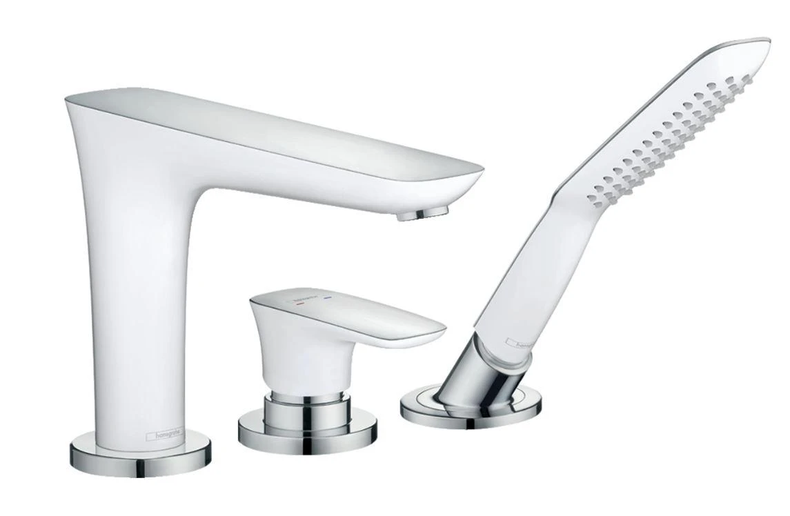 Hansgrohe PuraVida - 3-gats Badrandcombinatie, Wit/chroom 15432400 1 Hansgrohe PuraVida - 3-gats Badrandcombinatie, Wit/chroom 15432400