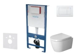 Kielle Genesis - Voorwand Montageset, ME By Starck Toilet En Softclose Toiletbril, Gemini III Bedieningspaneel, Glanzend Wit SANI11AP3100