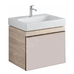 Geberit Citterio - Wastafelonderkast 600 Mm, Glanzend Glas/taupe/licht Eiken 500.556.JI.1