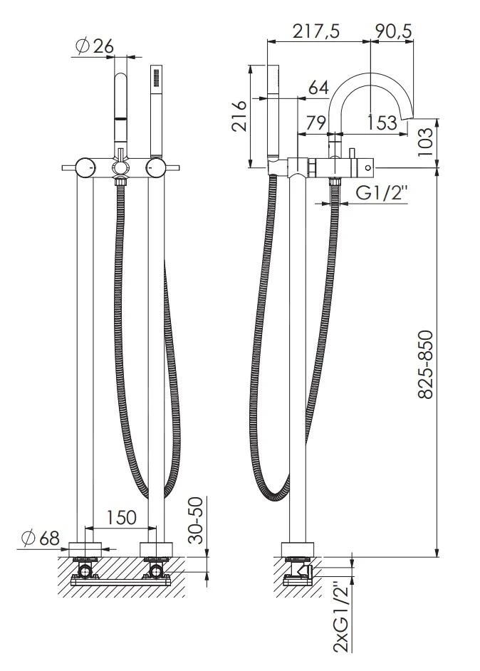 Steinberg 100 - Vrijstaande Badkraan, Mat Zwart 100 1162 S 2 Steinberg 100 - Vrijstaande Badkraan, Mat Zwart 100 1162 S - Afbeelding 2