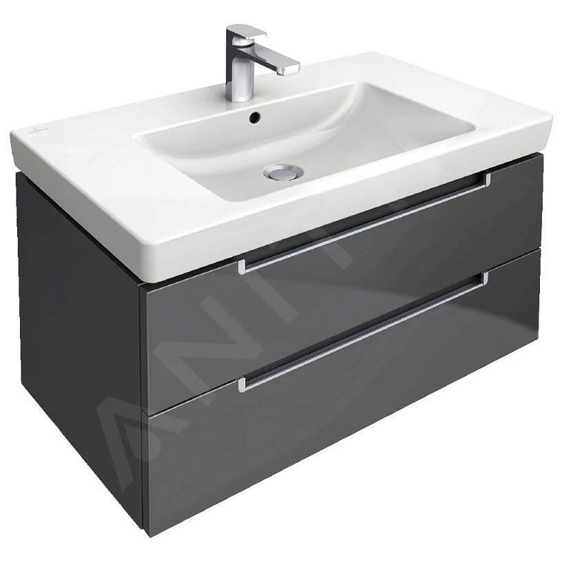 Villeroy & Boch Subway 2.0 - Wastafelkast, 787x420x449 Mm, 2 Laden, Glossy Grey A68900FP 1 Villeroy & Boch Subway 2.0 - Wastafelkast, 787x420x449 Mm, 2 Laden, Glossy Grey A68900FP